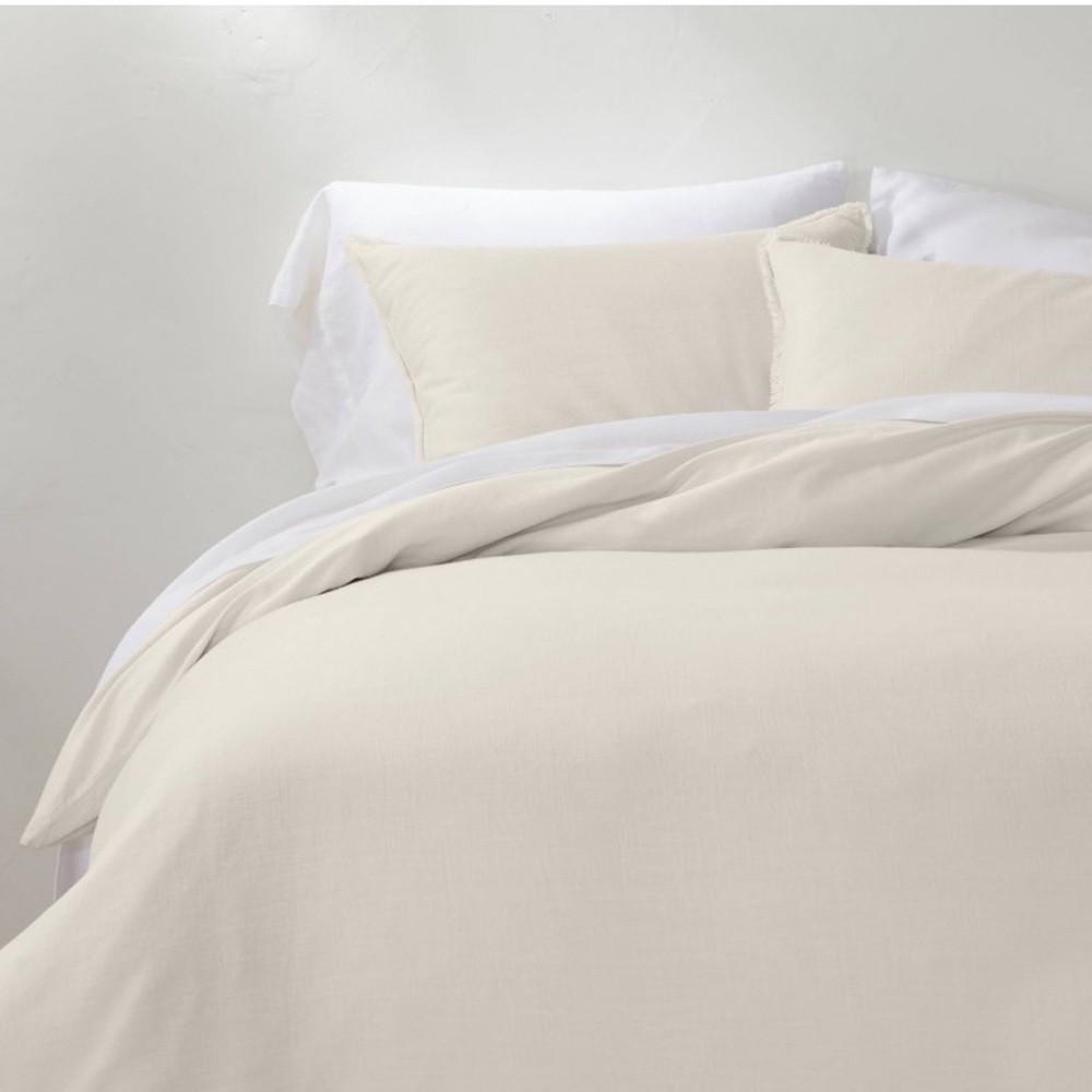 Casaluna king heavyweight linen blend duvet and sham set - natural